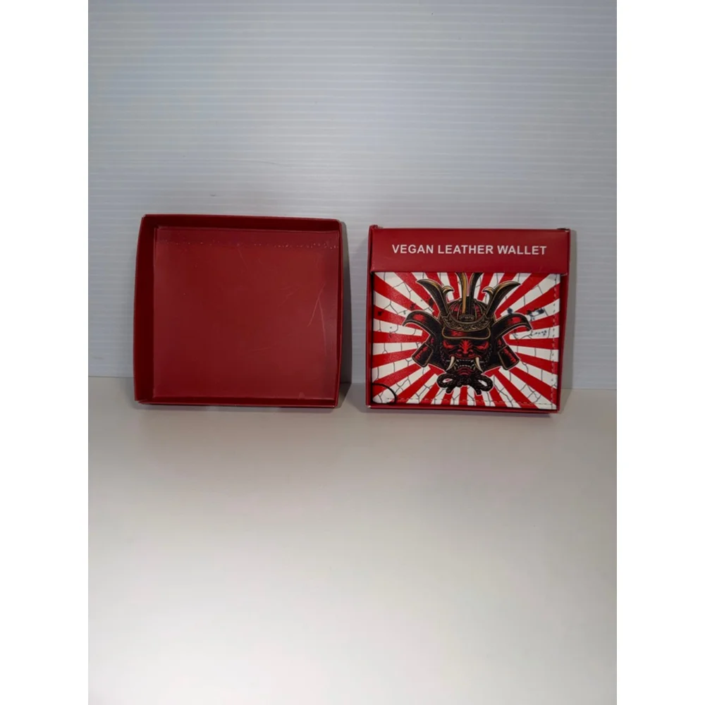 Men's Samurai Demon Vegan Leather Wallet One Size Red White NEW NEW IN PACKAGING